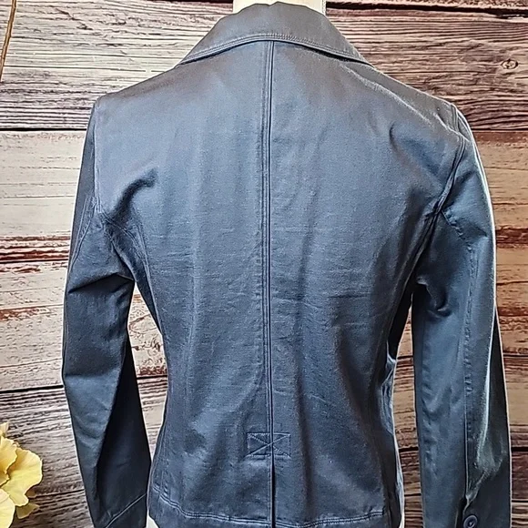 NEW VINTAGE L.L.BEAN BLUE LONG SLEEVE BUTTON-UP CROPPED JACKET - Picture 6 of 16